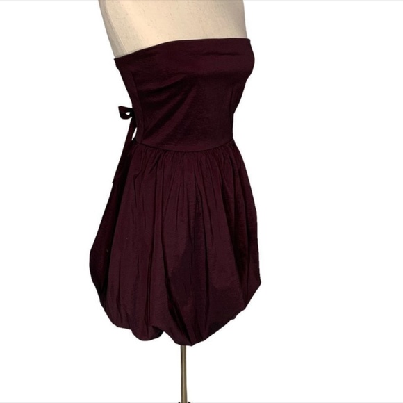 Socialite Burgundy Strapless Puff Mini Dress| Size M - Picture 6 of 9